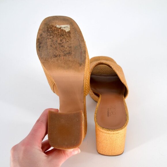 Nordstrom Rack Alyssa Chunky Heel Woven Platform Sandals Golden Tan Women's 6.5 - Picture 6 of 9
